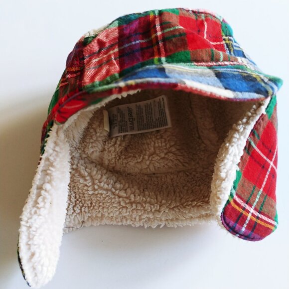 Baby Gap Plaid Sherpa Trapper Hat 12-18 Months (48 cm) - Picture 6 of 11